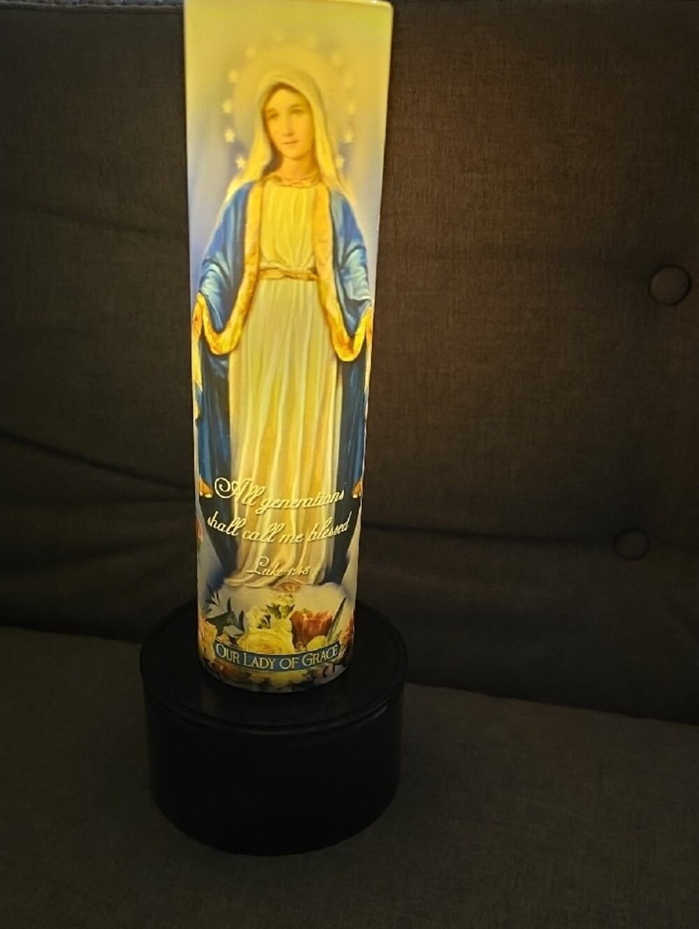 RELIGIOUS DECOR Mary BLESSED MOTHER ROTATING ELECTRIC CANDLE